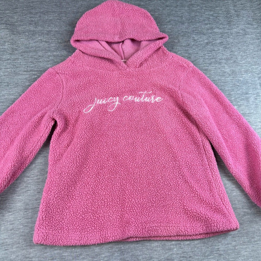 Juicy Couture Kids Embroidered Pink Sherpa Fleece Hoodie‎ Very Warm Size 6X